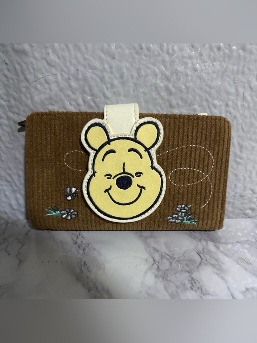 Loungefly Brown Corduroy Winnie-the-Pooh Wallet with Yellow Bear Face